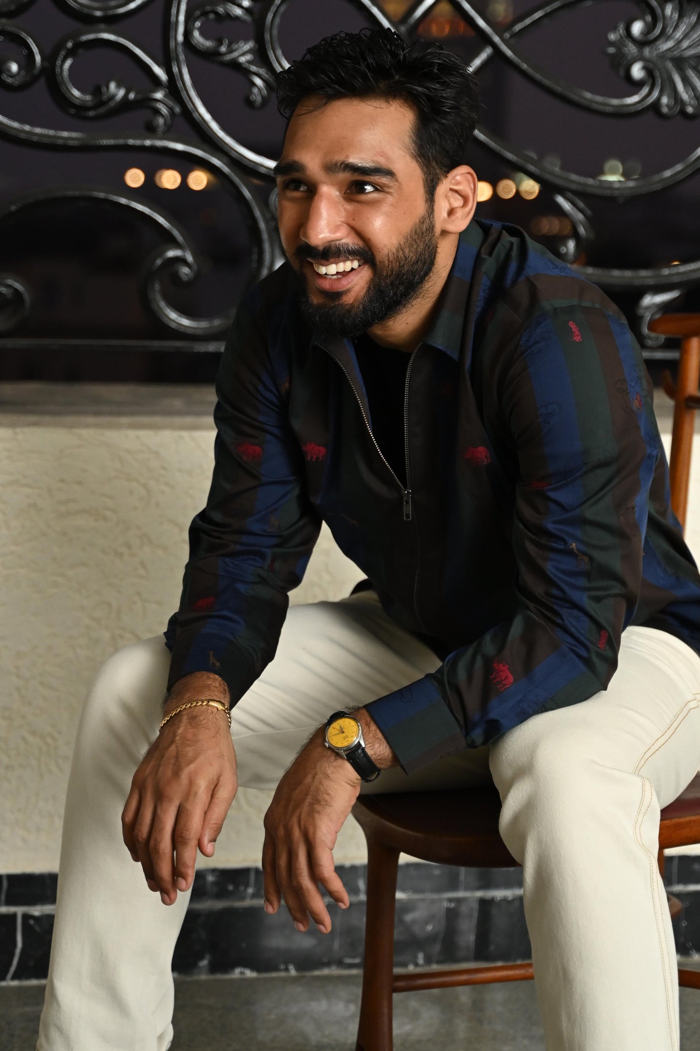 Zipper Jacquard shirt