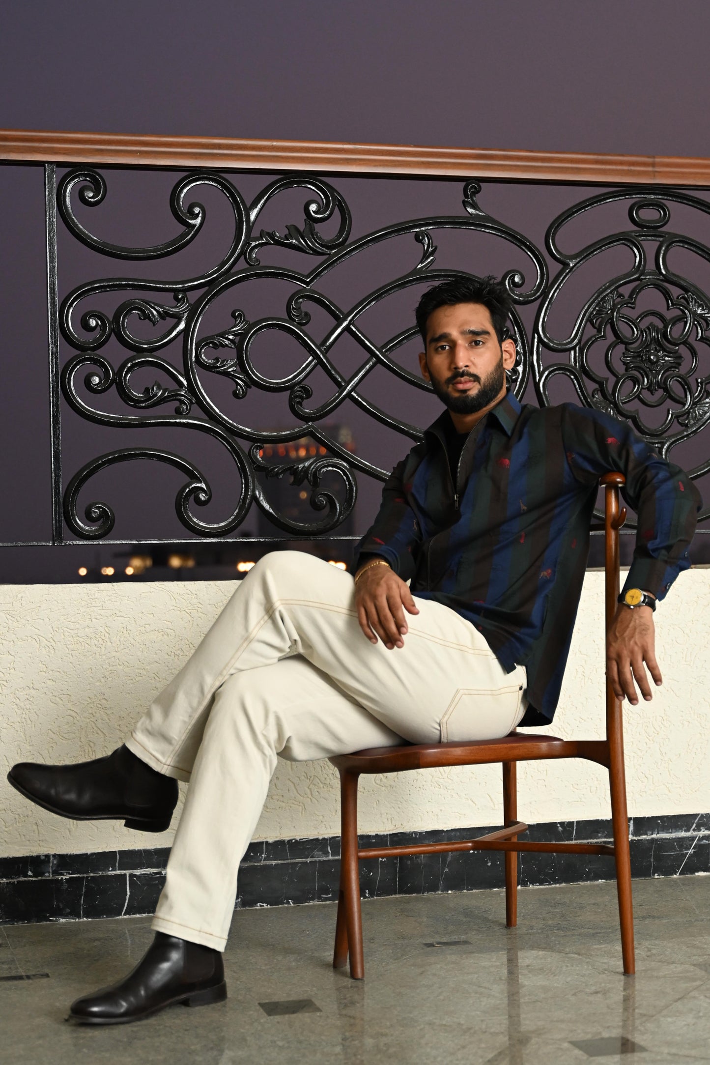 Zipper Jacquard shirt